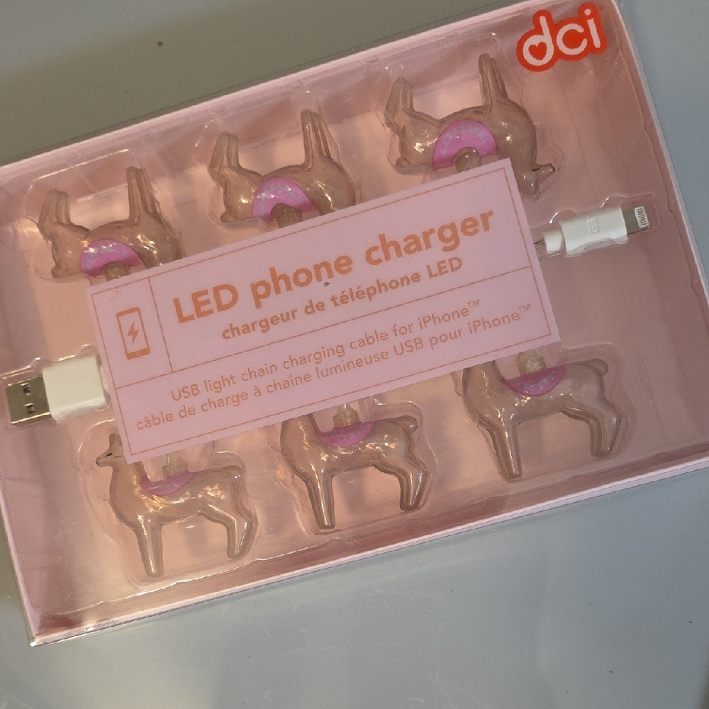DCI Pink LED Phone Charger with Lama Design